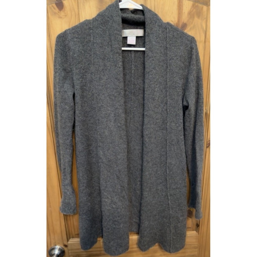 Sophia Milano 100% Cashmere Cardigan Womens S Gray Long Open Front Sweater